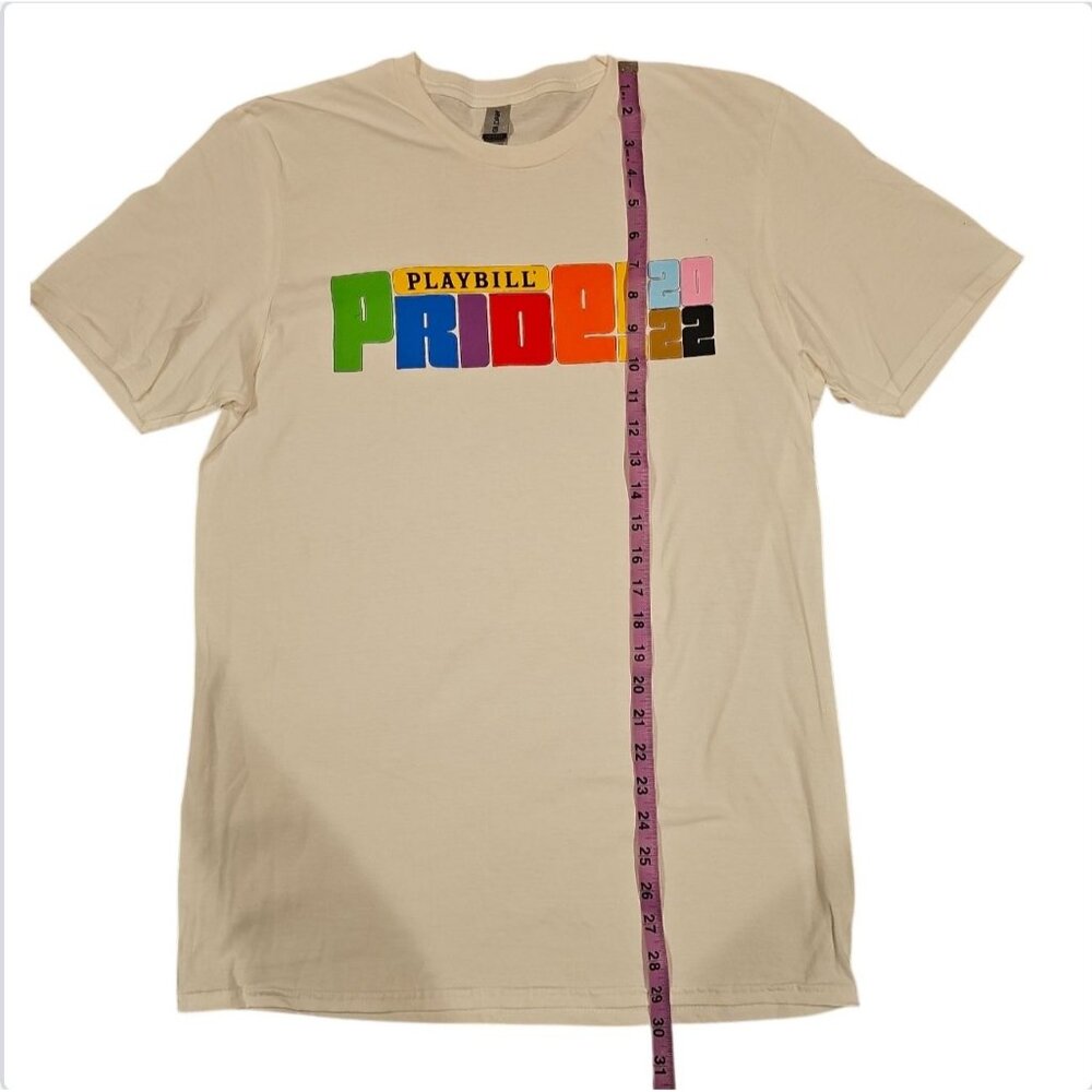 Playbill Pride 2022 Beige T-Shirt Gildan Softstyle M Cotton Blend LGBTQ+ Design - Picture 3 of 6